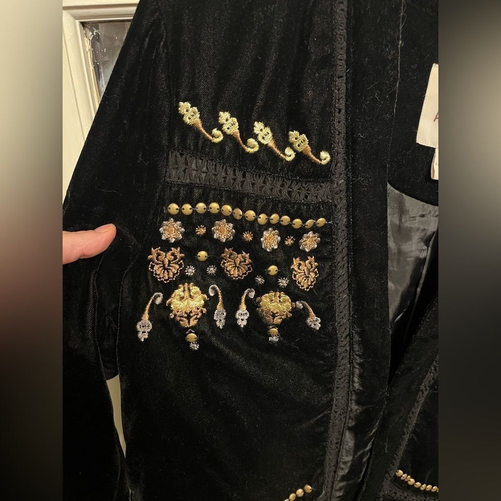 Vintage America  Blues Black Velvet Embellished Jacket - Picture 4 of 11